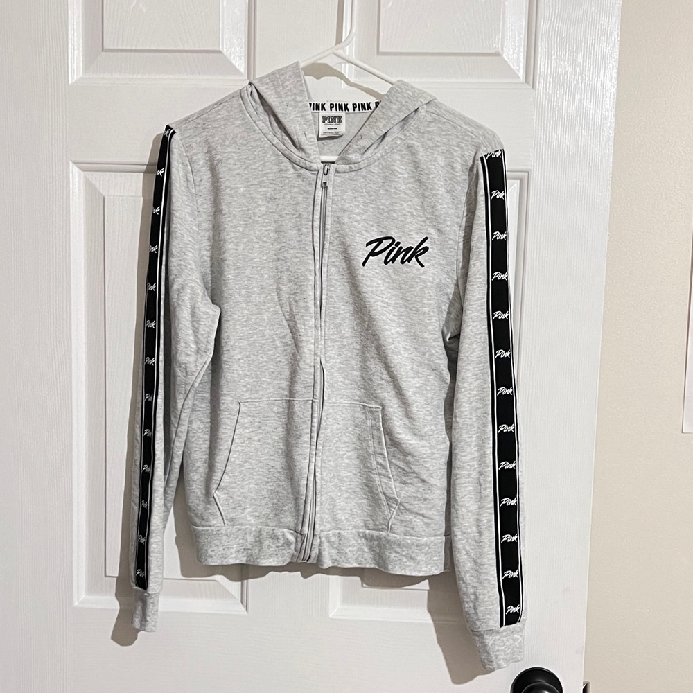 PINK grey zip up hoodie